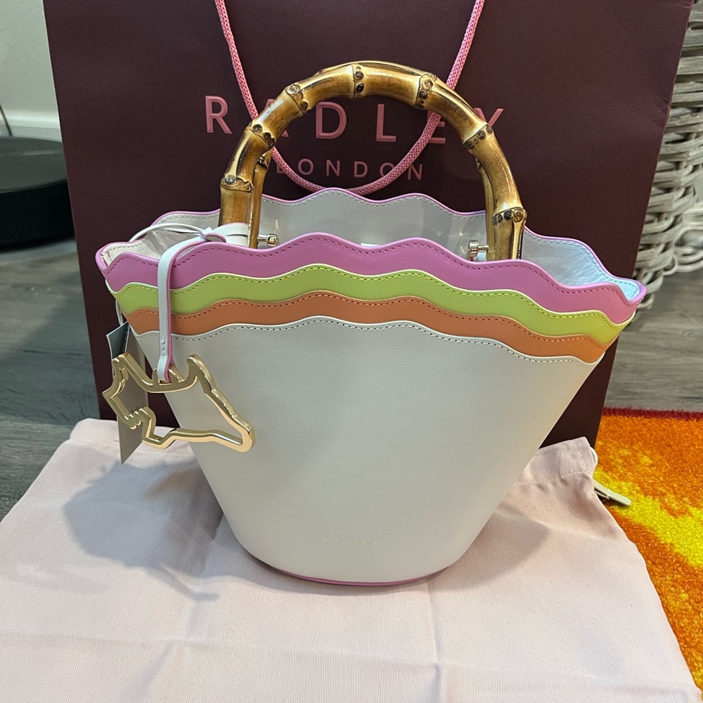 RADLEY LONDON bamboo top handle summer bag with bag charm
